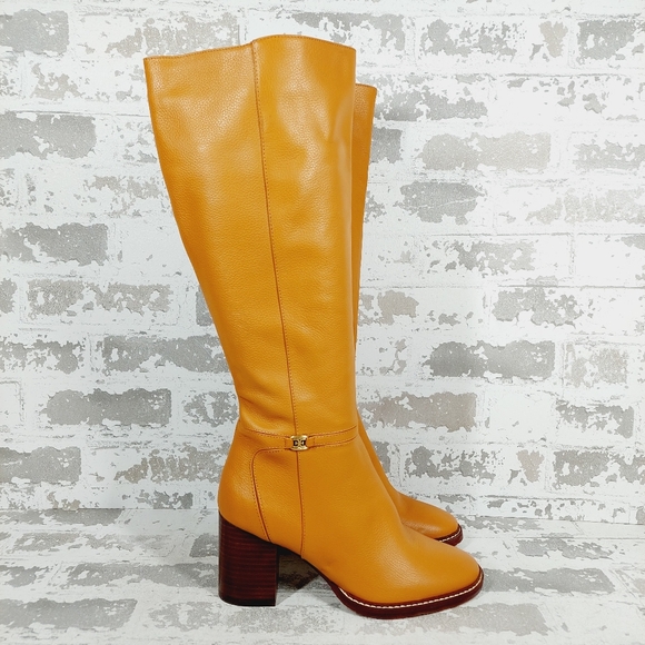 NEW Sam Edelman Elsy Womens Tan Leather Block Heel Knee-High Boots - Picture 6 of 14